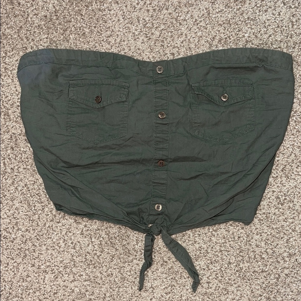Green Button-Up Tube Top